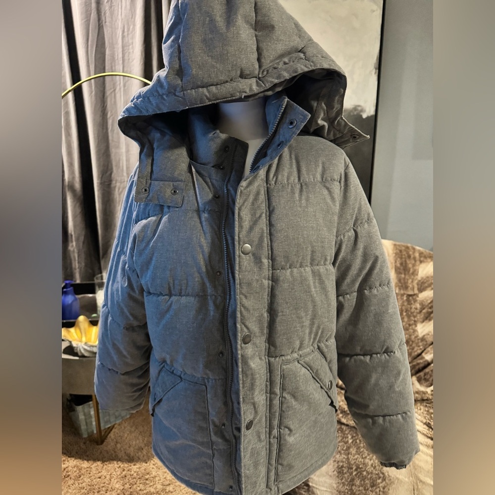 Old Navy Charcoal Puffer Jacket Quilted Full Zip Coat‎